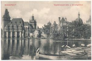 Budapest XIV. Városliget, Vajdahunyad vára, magyar zászlós csónakok