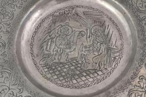 Ón keresztelő dísztányér, kopott, d: 22cm
