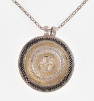 Ezüst(Ag) nyaklánc, filigrán díszítésű medállal, jelzett, h: 46 cm, d: 3,6 cm, nettó: 20,69 g