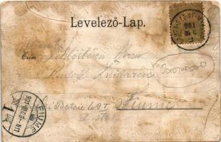 1901 Lajtaszentmiklós, Neudörfl an der Leitha; utca / Strasse / street (gyűrődések / creaes)