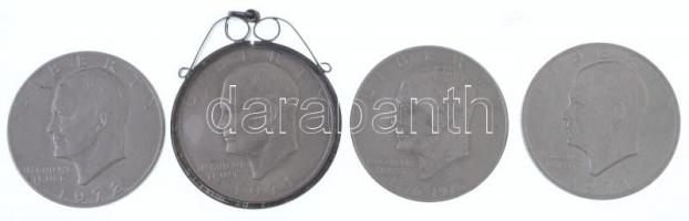 Amerikai Egyesült Államok 1971-1976. 1$ Cu-Ni "Eisenhower" (4xklf, egyik foglalatban) T:2,...