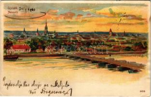 1900 Újvidék, Novi Sad; hajóhíd / pontoon bridge. litho (EK)