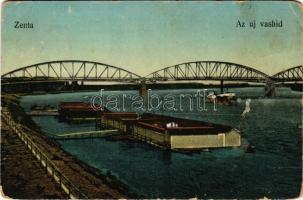 1920 Zenta, Senta; Új vasúti híd, Tiszai uszoda / new railway bridge, swimming pool on Tisa river (Rb)