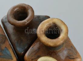 Erdélyi butykosok 6 db, kerámia, sérült, kopott, mázrepedt, m: 18cm