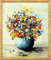 Jelzés nélkül: Virág csendélet. Olaj, karton. Keretben. 30x25 cm