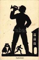 1939 Zapfenstreich. Schattenbilder aus dem Soldatenleben Karte 6. / WWII German military art postcard, silhouette (fl)