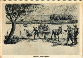 Marneübergang. Soldatenkalender 1941 / WWII German military art postcard. Zentral-Verlag der NSDAP (German Nazi Party) s: Dallinger (fl)