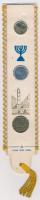 Izrael ~1960-1970. 1A Al + 5A Al-Br + 10A Br-Al + bélyegek, szuvenír könyvjelzőkét T:2 Israel ~1960-1970. 1 Agora Al + 5 Agora Al-Br + 10 Agora Br-Al, as souvenir bookmark C:XF