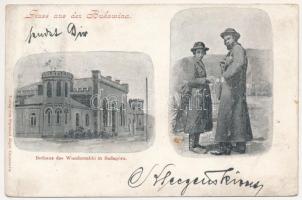 1898 (Vorläufer) Gruss aus der Bukowina, Bethaus des Wunderrabbi in Sadagóra (Sadhora). Judaica / Greetings from Bukovina, prayer house of the Rebbe (rabbi), Jewish men, Old Synagogue (EK)