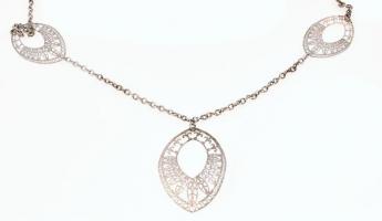 Ezüst(Ag) extravagáns nyaklánc, jelzett, h: 74 cm, nettó: 14,6 g