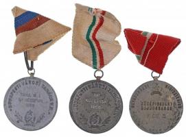 1950-1956. 3xklf kétoldalas fém díjérem mellszalagon T:2,2-