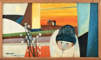 Szentgyörgyi Kornél (1916-2006): Ádám (kisfiú portréja). Olaj, farost, jelzett, autográf ajándékozás...