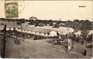 1914 Békéscsaba, Baraken / barakkok, laktanya, hirdetőoszlop, Kugel Sámuel üzlete. TCV card