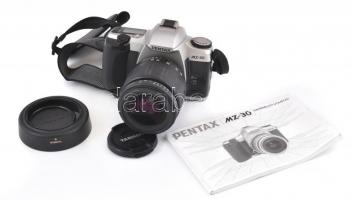 Pentax MZ-30 analóg fényképezőgép, Tamron Aspherical 28-80mm, f: 1:3,5-5,6 objektívvel, jó állapotban, hozzá leírás és néhány tartozék.