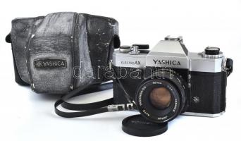 Yashica electro AX kamera, Yashinon DS 50 mm, 1: 1,17 objektívvel. Jó állapotban, megviselt tokkal.