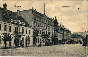 1915 Sopron, Várkerület, Szálloda a magyar királyhoz, villamos (EM)