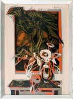 Xantus Gyula (1919-1993): Virág és madár Olaj, farost. Jelzett, keretben. 56x34 cm