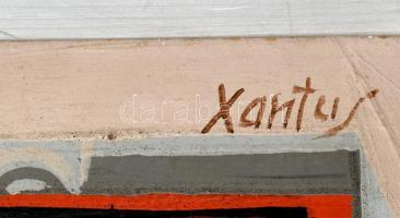 Xantus Gyula (1919-1993): Virág és madár Olaj, farost. Jelzett, keretben. 56x34 cm