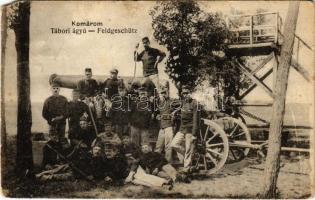 Komárom, Komárnó; Tábori ágyú katonákkal / K.u.k. Feldgeschütz / artillery soldiers with a cannon (EM)