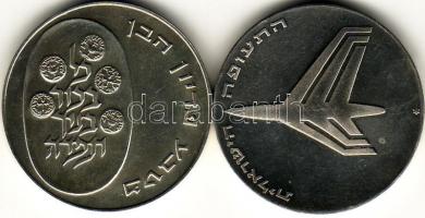 Israel 1972 10L + 1974 10L 2db emlékpénz ezüstáron! T:PP