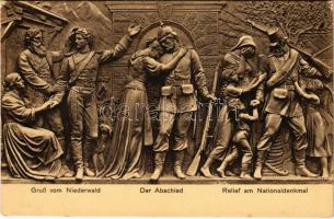 Der Abschied. Relief am Nationaldenkmal. Gruß vom Niederwald / German military monument