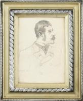 Geiger R jelzéssel: Férfi portré. Ceruza, papír, kissé foltos. Fa keretben, 16x11 cm