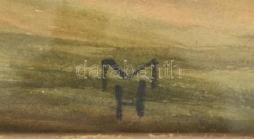 MH jelzéssel: Dombos táj. Akvarell, papír. Üvegezett fa keretben, 33x43 cm