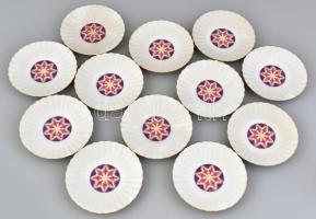 12 db csésze, Pirkenhammer porcelán Aurelia sorozatból, Jelzett, belül aranyozott, kívül matricás dí...