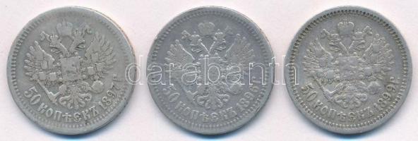 Orosz Birodalom 1896. 50k Ag "II. Miklós" + 1897. 50k Ag "II. Miklós" + 1899. 50...