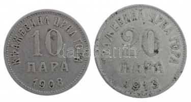 Montenegró 1908. 10p Ni + 1913. 20p Ni T:2  Montenegro 1908. 10 Para Ni + 1913. 20 Para Ni C:XF