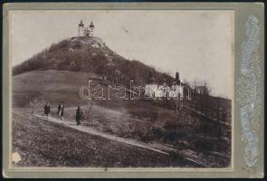 cca 1900 Selmecbánya, Kálvária, keményhátú fotó Baker műterméből, sérült, 11×16,5 cm / Banská Štiavnica, vintage photo with fault