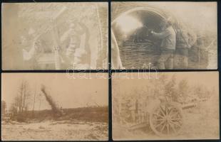 cca 1914-1916 5 db katonai fotólap a frontról, fegyverek, robbanások,