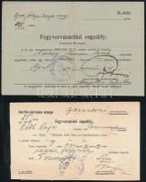 1922-1947 3 db fegyvertartási és vásárlási engedély