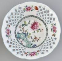 Áttört porcelán kínáló, jelzett: Victoria Austria. Hibátlan, m: 8 cm, d: 20cm