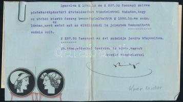 1924 Kner Izidor aláírt befizetési igazolás és befizetési lap