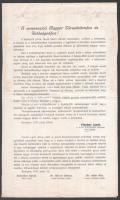 1915 Sebesült katonákat szállító automobilok beszerzésére indított gyűjtés körlevele Fischer Lipót t...
