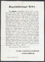 1863 Szökött fegyenc, rabló rögtön bírósági ítéletének hirdetménye 23x33 cm