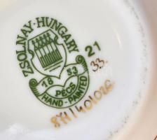 Zsolnay pillangó mintás porcelán váza. Kézzel festett, jelzett, hibátlan. 16 cm