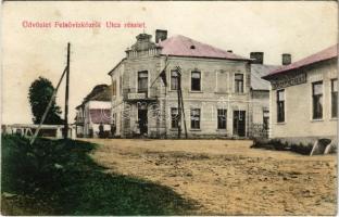 Felsővízköz, Felső-Szvidnyik, Svidník; utca, takarékpénztár rt., Riff szálloda. Chavko József kiadása / street, hotel, savings bank