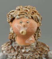 Kiss Roóz Ilona (1920-2010): Menyecske, mázas kerámia, kézzel festett, jelzett, hibátlan, m:43 cm
