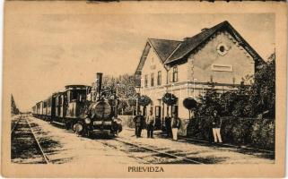Privigye, Prievidza; vasútállomás, gőzmozdony / railway station, locomotive