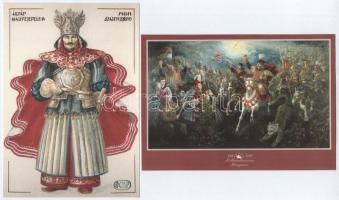 A Magyar Honfoglalás Nagy Alakjai - mmodern képeslap sorozat 9 képeslappal, tokban / Hungarian conqu...