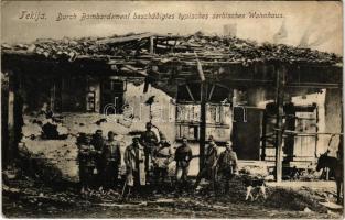 Tekija (Kladovo), Durch Bombardement beschädigtes typisches serbisches Wohnhaus / Typical Serbian house damaged during bombardment, WWI