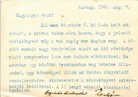 1940 Karcag, Kertész József könyvnyomda, könyvkötészet, könyvkereskedés és kölcsönkönyvtár reklám / ...