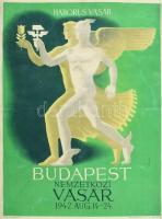 1942 Konecsni György (1908-1970): Budapesti Nemzetközi Vásár - háborús vásár plakát, restaurált, 60×47 cm