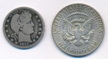 Amerikai Egyesült Államok 1912. 25c Ag + 1968D 1/2D Ag "Kennedy" T:2-3 patina
USA 1912. 2...