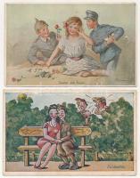 5 db RÉGI magyar katonai grafikai képeslap / 5 pre-1945 military art postcards