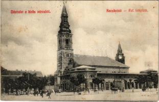 1909 Kecskemét, Református templom, piac, Rosenfeld Mór üzlete