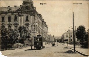 1914 Sopron, Király utca, villamos (EM)