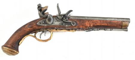 Antik kovás dulplacsövű pisztoly gyűjtői replikája. Elsüthető 36 cm,